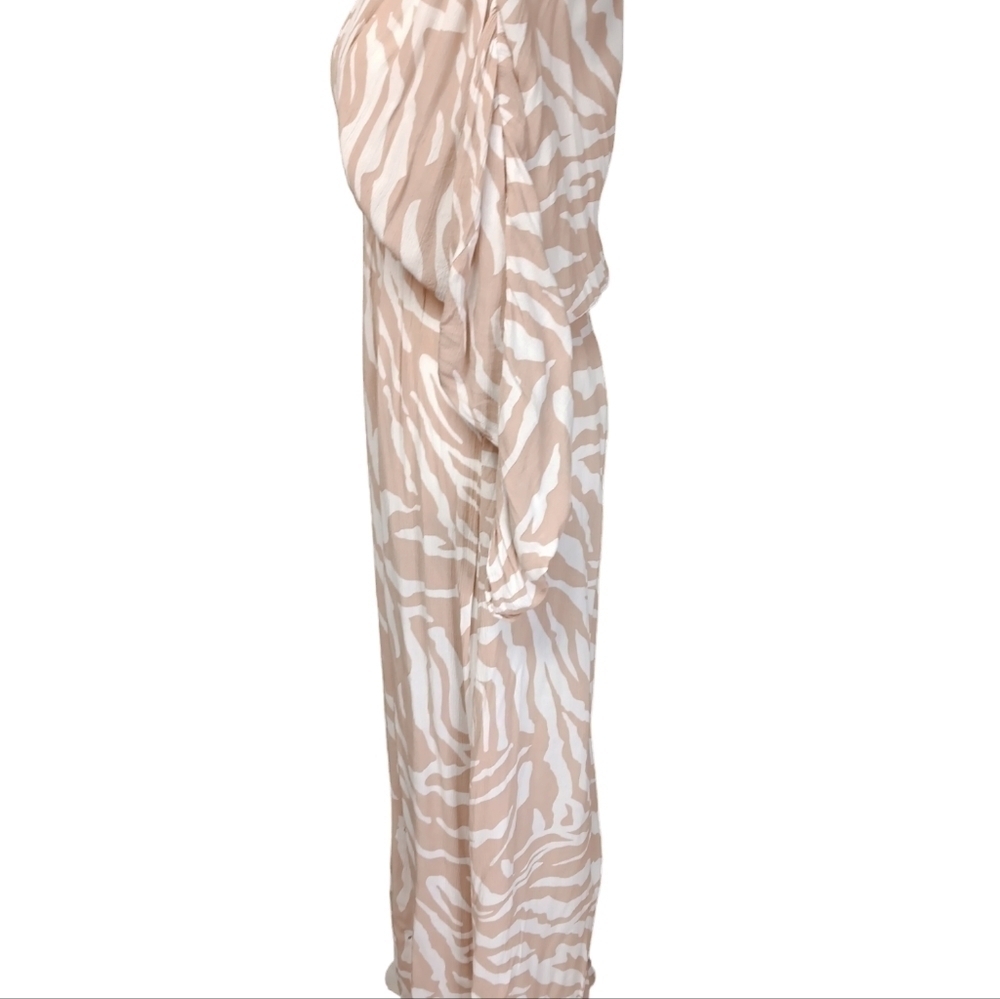 ASOS DESIGN plunge front beach maxi dress in tonal animal print Women's Size 2 - Picture 2 of 8